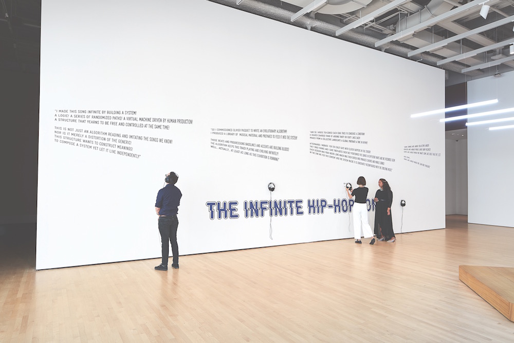 Hassan Khan, The Infinite Hip-Hop Song, 2019 (installation view). Commissioned by Museo Nacional Centro de Arte Reina Sofia with additional production support provided by the San Francisco Museum of Modern Art. Courtesy the artist and Galerie Chantal Crousel, Paris. Image: Johnna Arnold.